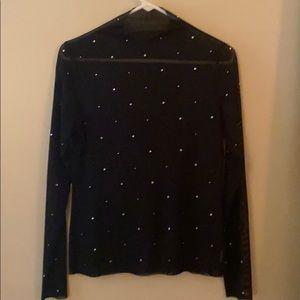 Sheer black shirt w/ rhinestones